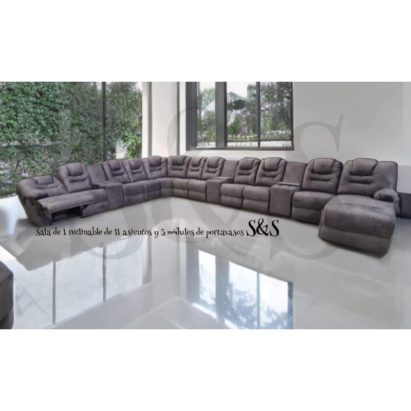 Salas de lujo con reclinables,salas tipo cinema, sala gris jumbo,salas grandes ,salas modernas