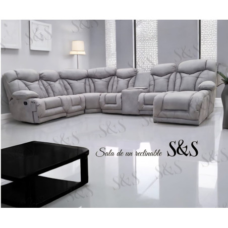 Sala gris de lujo, sala Italia tipo cinema, sala grande ,muebles